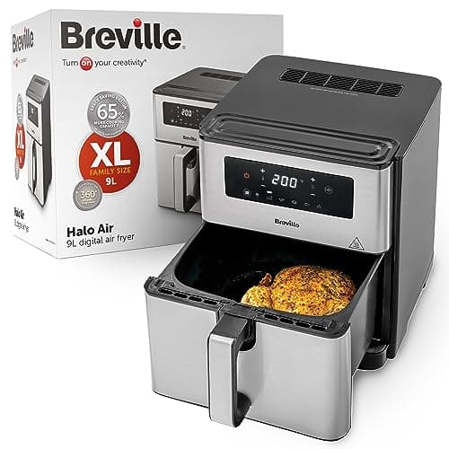 Image of Breville Halo Air Fryer | 9L Digital Air Fryer Oven | 1700W Power for Fast Results | 50% More Energy Efficient | Large Size: 65% More Cooking Space | FryBakeRoast & Grill | [VDF131]
