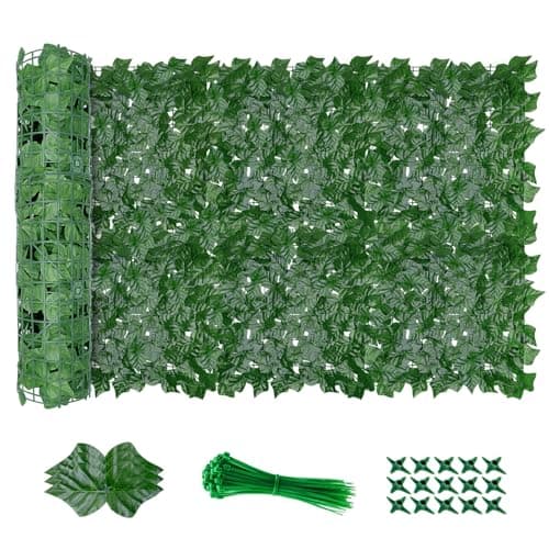 Image of AGJIDSO Artificial Ivy Fence Screening, 3m x 1m Artificial Hedge Roll, Privacy Fence Screen Artificial Hedge Screening for Garden, Balcony, Outdoor