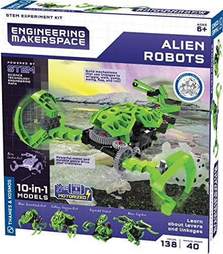 Image of Thames & Kosmos | 555062 | Alien Robots | Science Experiment | Construct 10 Machines | Multi Lingual Kit | Engineering Makerspace | 10 in 1 Model | Stem | Ages 8+