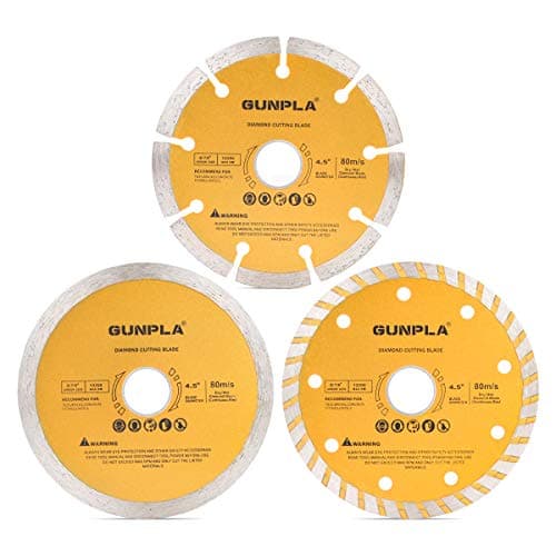Image of Gunpla 3 Pieces 115mm Diamond Blade Continuous Segmented Turbo Rim Dry Wet Circular Saw 4.5 inch Angle Grinder Disc 7/8 inch Arbor 22.2mm with Reducing Ring 20mm for Tile Masonry