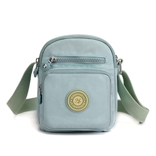 Image of Gelory Multi-Pocket Casual Crossbody Bag for Women, Mini Cross body Bag Women Nylon Waterproof Adjustable Strap Travel Messenger Bags Shoulder Bags (Light green)