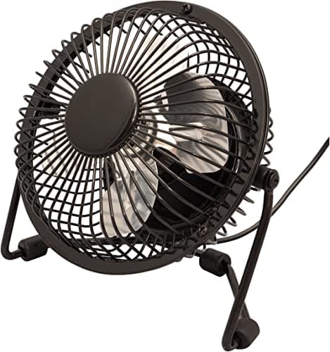Image of Prem-i-air Black Mini 4" USB Powered Desk Fan, Adjustable Head and Body. Use in Cars, Vehicles and Caravans with USB Port