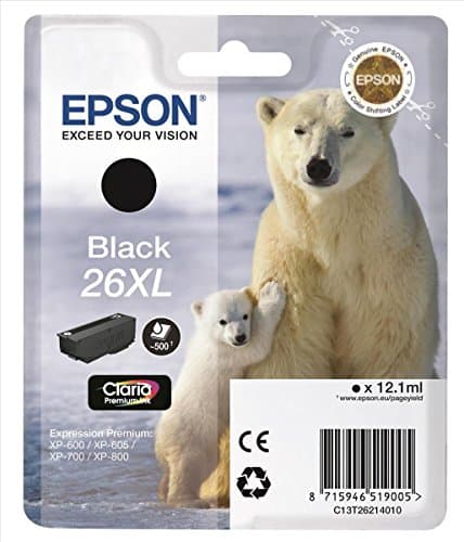 Image of Epson 26XL Polar Bear Black High Yield Genuine, Claria Premium Ink Cartridge