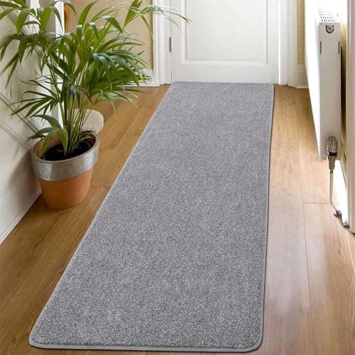 Image of SHACOS Grey Runner Rug Hallway 50x150cm Non Slip Kitchen Floor Runners Washable Rubber Backed Long Hall Mat Dirt Trapper Runner Rugs for Hallway, Entryway, Kitchen, Laundry Room