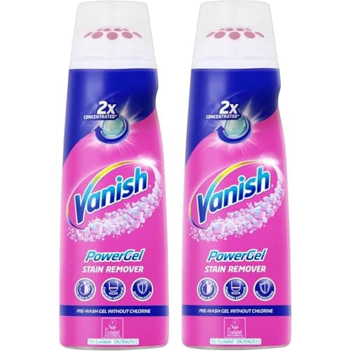 Image of Vanish Pre-Treat PowerGel Stain Remover, 200ml, Pack of 2, 2x Concentrated Formula, Fights Stubborn Grass, Mud, Make-up Stains and More, Safe on Everyday Coloured and White Fabrics