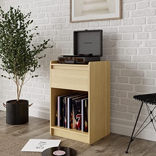 Image of Alphason Oslo Turntable Stand in light oak, 40x52x77cm (DxWxH)