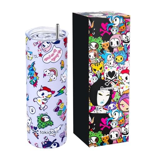 Image of Tokidoki Unicorno 16oz Insulated Stainless Steel Water Bottle with Straw Vacuum Sealed Tumbler, Leak Proof Flip Lid & Straw, Thermal Cup for Hot & Cold Drinks, Cute Unicorno Design (kawaii-all-star)