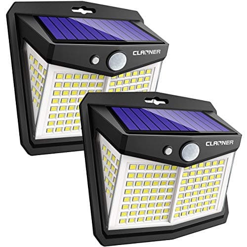 Image of CLAONER Solar Powered Lights Outdoor, Upgraded Wireless 270° IP65 Solar Motion Sensor Security/Wall Light for Front Door, Yard, Garage, Garden, Fence, Cool White (2 Pack)