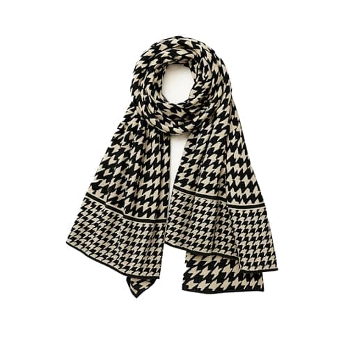 Image of Trillion London® Silk Scarf | Black & White Small Print Scarf| Lightweight Scarves for Winters| Shawl Wraps | Size - 180 cm * 90 cm | Colour - Black and White | Weight - 130 gms