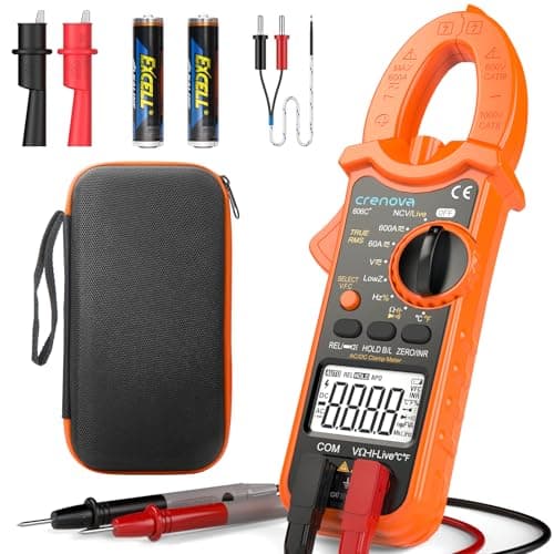 Image of Crenova Clamp Meter Multimeter 6000 Counts TRMS Electrical Tester for AC/DC Current/Voltage,Resistance,Capacitance,Frequency,Duty Cycle,Temperature,Continuity,Diode,NCV For Industrial & Home Use