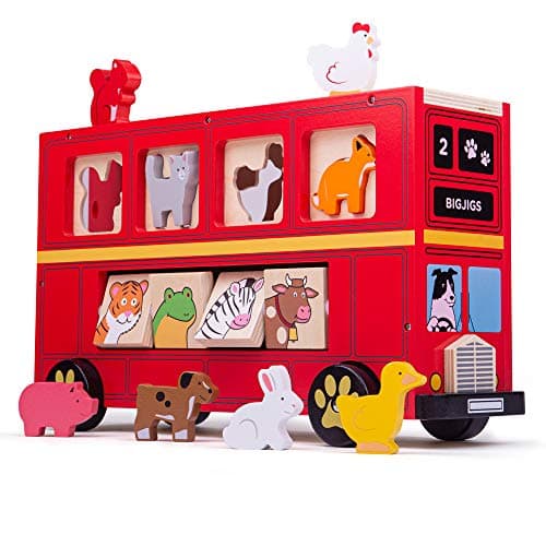 Image of Bigjigs Toys Educational Wooden Red Bus Sorter