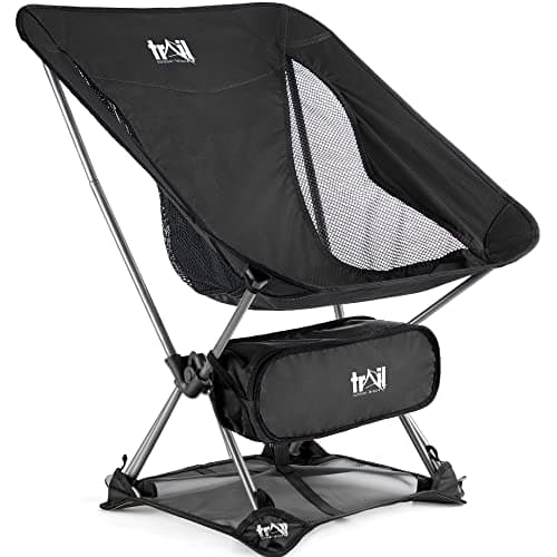 Image of Trail Hawk Lightweight Camping Chair Portable Compact Ultralight Folding Seat with Ground Mat and Bag (Black)