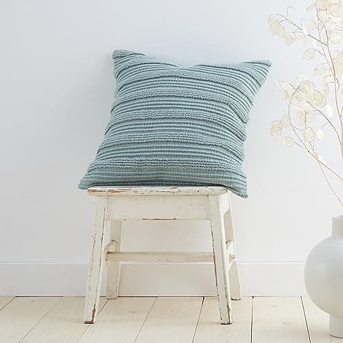 Image of Pineapple Elephant Tufted Stripes Cotton 45x45cm Cushion Cover Green