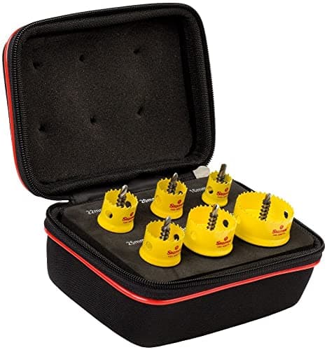 Image of Starrett Bi-Metal Hole Saw Kit - 6 Piece KCS06001 Cordless Smooth Cutting Hole Cutter with Arbor Set - Compatible With Bosch Dewalt Hitachi Festool Milwaukee