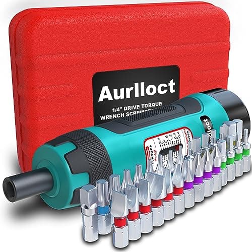 Image of Aurlloct 1/4" Drive Torque Screwdriver Wrench Set, 0.4-2.4 Nm, 0.1 Nm Increment, 31 Piece Torque Wrench Bits Set with 1/4" Adapter