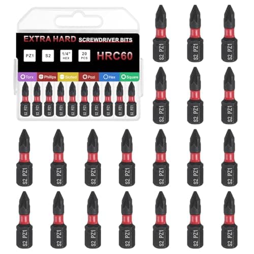 Image of sourcing map 20pcs PZ1 Screwdriver Bit 1/4" Hex Shank 25mm/1" Length Magnetic Phillips Slotted Hex Bits S2 Steel Screw Driver Bit for Impact Electric Screw Driver Power Tools
