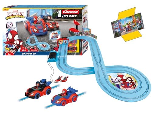 Image of Carrera FIRST 20063050 Spidey Go Webs Go - FIRST Slot Car Racing Track For Children From 3 Years, 2.9 Metres, With Spidey And His Amazing Friends - Spidey & Spin