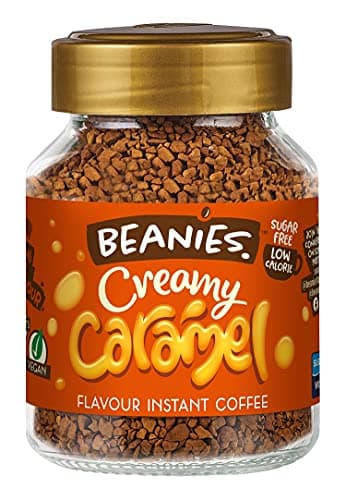Image of Beanies Instant Coffee Flavoured 50g, Freeze-Dried Granules, Quick & Easy to Brew, Nut-Free, Premium Taste,Rich in Flavour, Low-Calorie, Sugar-Free (50g, Creamy Caramel)