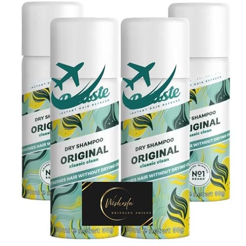 Image of Travel Size Dry Shampoo Bundle with Original No Rise Shampoo, 50ml Pack of 4, All Hair Types, Instant Hair Refresh For Oily and Greasy Hair and Wishesla Thank You Card