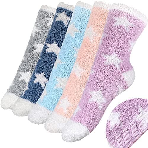 Image of Geyoga Fluffy Bed Socks for Women Girls 3 Pairs Winter Warm Fuzzy Cosy Socks Non Slip Thermal Slipper Sock Ladies Gift(Random Color)