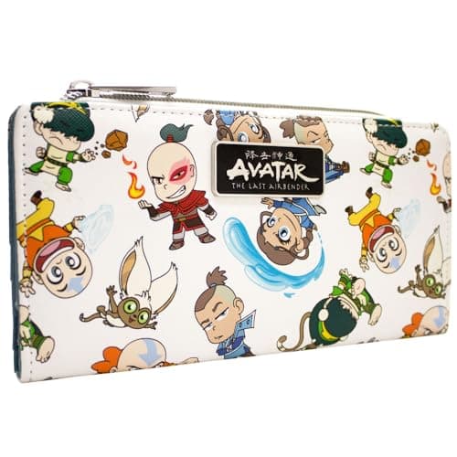 Image of The Last Avatar Airbender Toph Zuko Sokka Chibi Purse Bi-Fold Coin & Card Holder, White