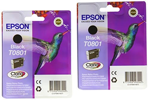 Image of Epson T0801 Ink Cartridge, Black (Pack of 2), Genuine