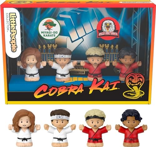 Image of Little People Collector Cobra Kai Special Edition Figure Set for Adults & Fans in a Display Gift Box, 4 Figures