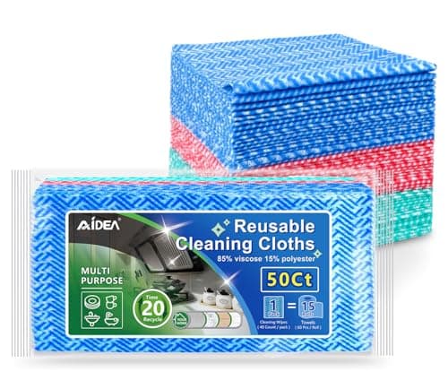 Image of AIDEA Cleaning Wipes, Multi-Purpose Cleaning Cloths, Reusable Domestic Wipes, 50PK Dish Cloths and Hand Towel, 12 * 12in