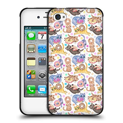 Image of Head Case Designs Officially Licensed Micklyn Le Feuvre Sprinkles On Donuts and Whiskers On Kittens Animals Black Soft Gel Case Compatible With Apple iPhone 4 / iPhone 4S