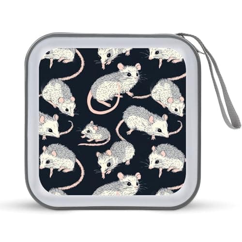 Image of Cartoon Possums Pattern CD DVD Case Holders Wallet 40 Capacity Disc Cases Storage Binder with Handle
