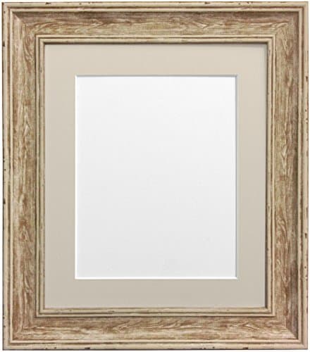 Image of Scandi Distressed Wood Picture Photo Frame With Light Grey Mount 12 x 10 Image Size 10 x 8 Inch