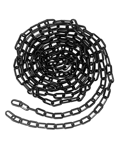 Image of QWORK® 5M x 6mm Chain Link Fence, Plastic Chain Barrier for Crowd Control, Traffic, Queuing Line (Black)