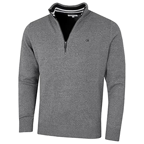 Image of Calvin Klein Golf Mens Cotton Sweater - Grey Marl Sport - M