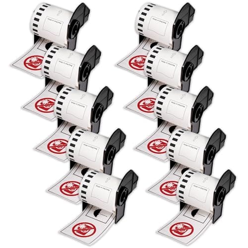 Image of BETCKEY - Black/Red on White Continuous Labels Replace for Brother DK-2251 (2-3/7" x 50'), Use with Brother QL-800, QL-810W, QL-820NWB Printers [10 Rolls]