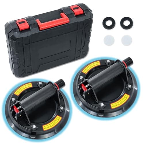 Image of 2 Pack 8'' Glass Suckers Lifters,Heavy Duty Glass Suction Cups With Plastic Box,Powerful Industrial Vacuum Tile Suction Lifter for Granite/Tile/Window,Glass Suckers Lifters 200KG/440lbs