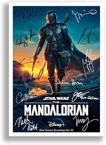 Image of The Mandalorian Season 2 Cast Signed Autograph A4 Poster Photo TV Show Series Framed Memorabilia Gift Star Wars (Season 2, A3 Poster Only)