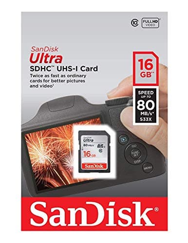 Image of SanDisk Ultra SDHC Memory Card Up to 80 MB/s, Class 10, 16 GB, Black/Grey