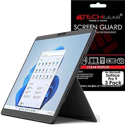 Image of TECHGEAR 3 Pack Screen Protectors for Microsoft Surface Pro 11 / Pro 10 / Pro 9 (13" screen) - Ultra Clear Screen Protector Guard Cover + Screen Cleaning Cloth & Applicator Card