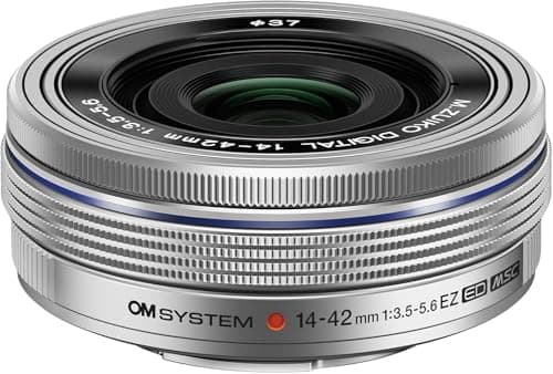 Image of OM SYSTEM M.Zuiko Digital 14-42mm F3.5-5.6 EZ Lens – Ultra Compact Pancake Zoom for Micro Four Thirds Cameras (Olympus OM-D and PEN Models, Panasonic G-Series), 3x Optical Zoom, Sharp Image Quality