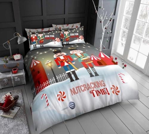 Image of GC GAVENO CAVAILIA Christmas Duvet Cover - Xmas Santa Bedding Double Bed Set With Pillowcases - Poly Cotton Double Duvet Set (200x200 cm) - Soft Easy Care Bed Linen - Xmas Gift For Lovers