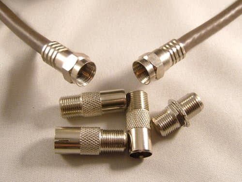 Image of The One Stop Sat Shop ® 20m brown universal satellite & aerial cable extension kit with satellite & coax adaptors and cable clips