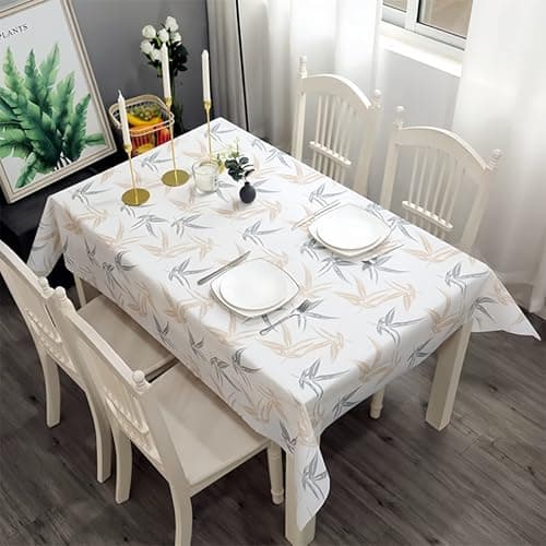 Image of 2pcs 137*180cm Plastic Tablecloths Waterproof PVC Table Cloth Wipeable Rectangular, Maple Leaves Style Table Cover Wipe Clean Oil Cloth Outdoor Tablecloth for Party, Picnic