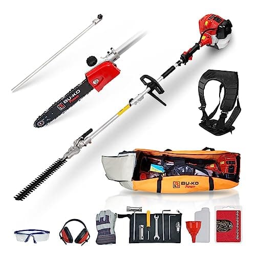 Image of BU-KO 52cc Long Reach Petrol Hedge Trimmer and Pruner Saw with 75cm Extension Pole and Toolbag for Convenient Storage, Ultimate Garden Tool for Precision Cutting, Trim Hedges and Prune with Ease
