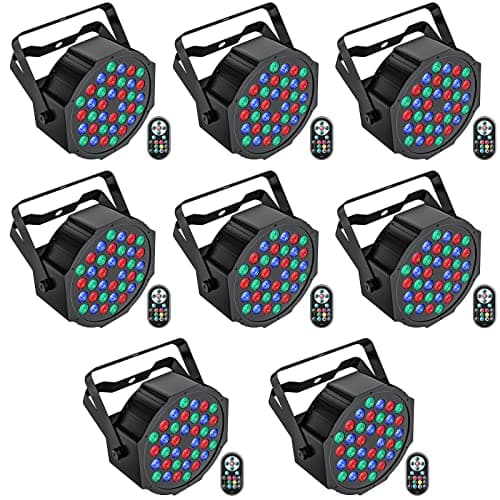 Image of Leleght 8 PCS RGB LED Stage Light, 72W Par Can Light DMX 7CH with Remote Control and Sound Activation, 7 Lighting Modes Disco Lights for Parties Wedding Church Live Show Halloween Christmas