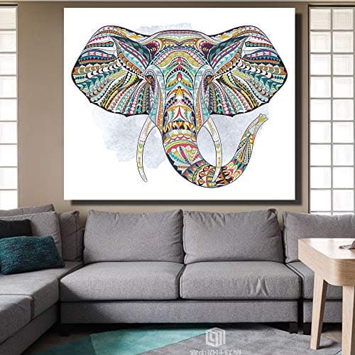 Image of TONGSS Modern Canvas Oil Painting Abstract Elephant Head Animal Decorative Paintings Wall Pictures For Living Room,16 * 20