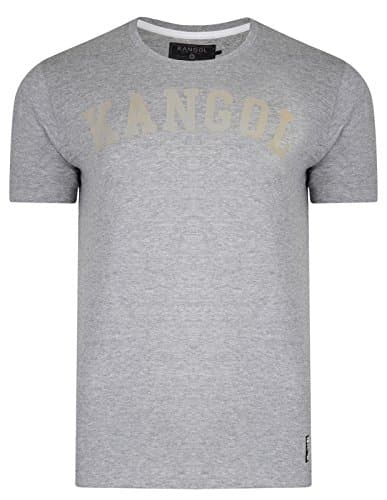 Image of Kangol Men's Study Crew Neck Tee Cotton Plain T-Shirt Grey Marl