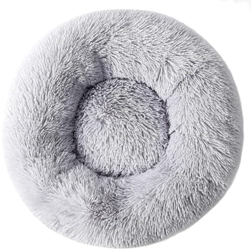Image of Zhoothyomiru Dog Bed Cat Bed Sofa Doughnut Kennel Warm Plush Round Pet Bed for Puppies, Kittens, Small Pets Up to 3Kg