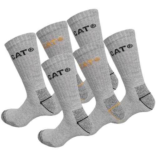 Image of CAT Caterpillar Work Socks Men Heavy Duty - Reinforced Heel Toe - Terry Cotton - Pack of 6 Pairs