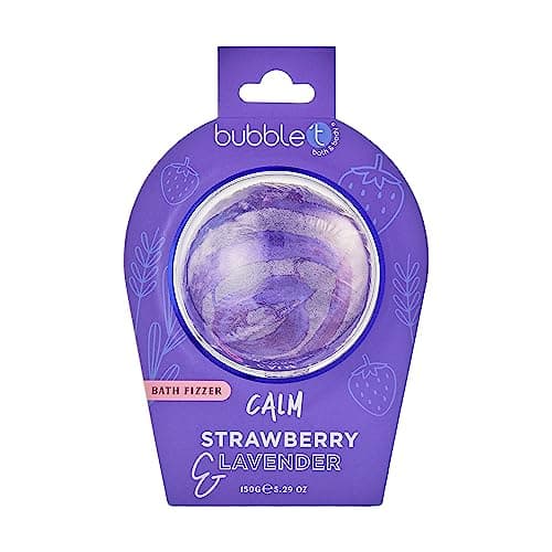 Image of Bubble T Cosmetics Calm Bath Bomb Fizzer Strawberry & Lavender Scent 150g Suitable for All Skin Types