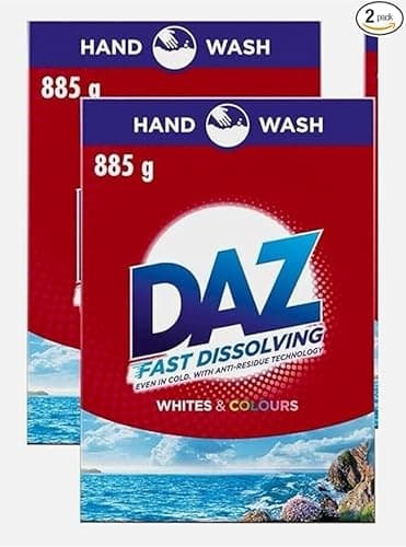 Image of DAZ Washing Powder - Hand Wash Whites & Colours - Stain Removal & Colour Protection - 885g (Pack Of 2) Jafe